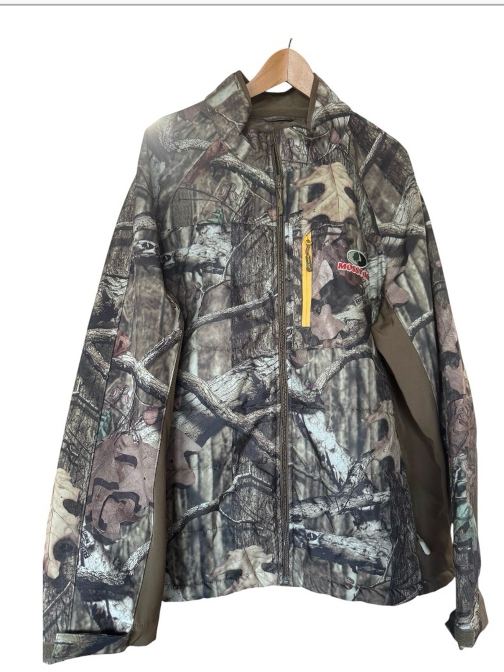 Mossy Oak Men's Realtree Camo Jacket with Yellow Zip Accent
